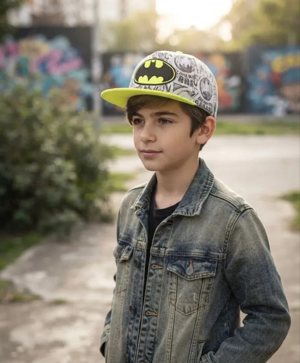 Batman DC Comics Youth Snapback Hat Gray Neon Green Flat Brim OSFM